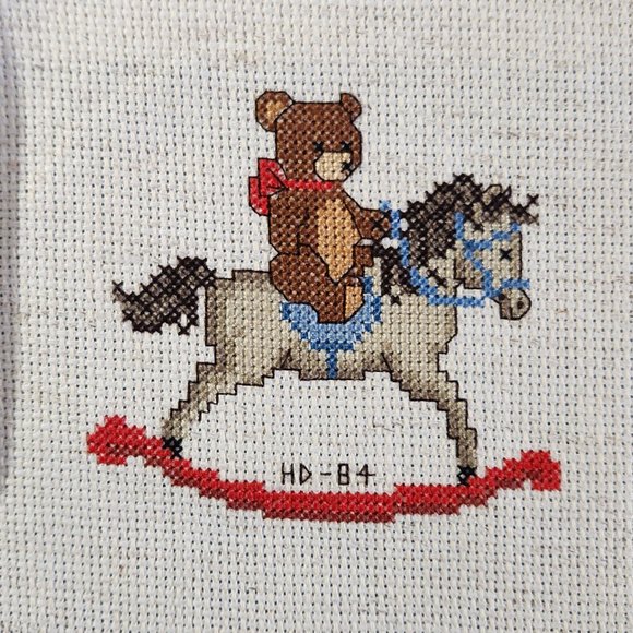 COUNTED CROSS STITCH BEARS, ROCKING HORSE, BABY, LOVE, HEARTS, LAMB, MISTLETOE - Picture 2 of 8